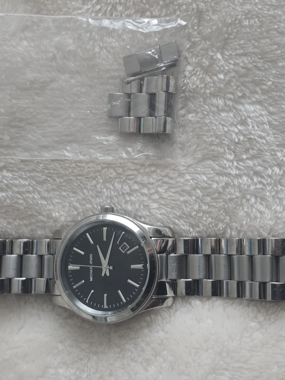 Michael Kors Men's Stainless Steel Silver Watch with Black Dial
